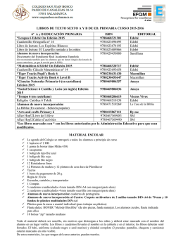 LIBROS DE TEXTO SEXTO A Y B DE ED. PRIMARIA CURSO 2015