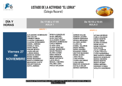 LISTADO DE LA ACTIVIDAD &ldquo;EL LORAX&rdquo; (Colegio Nazaret)