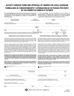 activity consent form and approval by parents or legal guardian
