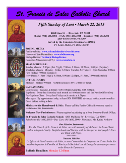 St. Francis de Sales Catholic Church Fifth Sunday of Lent &bull; March 22