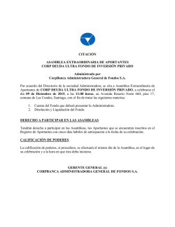 Citaci&oacute;n Asamblea Extraordinaria FIP Corp Deuda Ultra