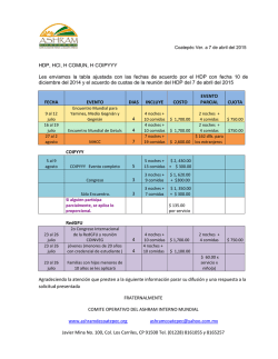 Ver y descargar documento de cuotas para los eventos