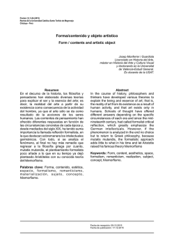 Forma/contenido y objeto art&iacute;stico