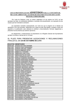 Listado provisional de admitidos