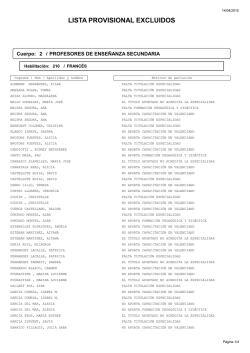 LISTA PROVISIONAL EXCLUIDOS