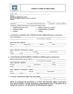 formato cambio de direcciones - C&aacute;mara de Comercio del Cauca