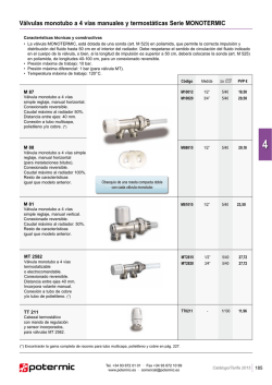 V&aacute;lvulas monotubo a 4 v&iacute;as manuales y termost&aacute;ticas