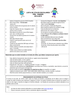 LISTA DE &Uacute;TILES ESCOLARES PRE - KINDER 2014-2015