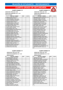 relaci&oacute;n de estudiantes - i reforzamiento cuarto grado de secundaria