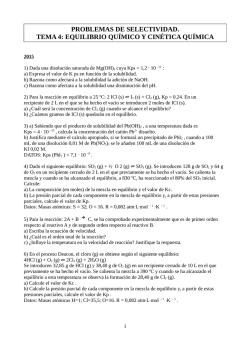Problemas del tema 4. Equilibrio qu&iacute;mico y cin&eacute;tica qu&iacute;mica