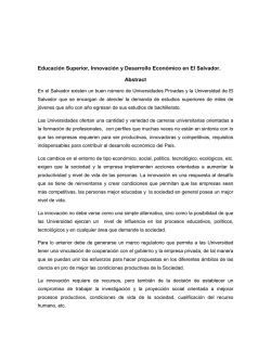 Educaci&oacute;n Superior, Innovaci&oacute;n y Desarrollo Econ&oacute;mico en El