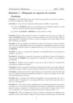 Relaci&oacute;n 1 - B&uacute;squeda en espacios de estados