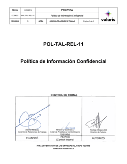 POL-TAL-REL-11 Pol&iacute;tica de Informaci&oacute;n Confidencial