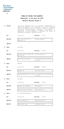 TABLA DE CAUSAS CON ALEGATOS Mi&eacute;rcoles, 15 de Julio de