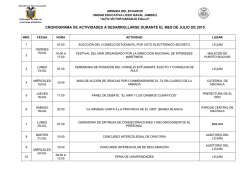 cronograma de actividades a desarrollarse durante el mes de julio