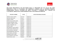 Listado Provisional Admitdos y Excluidos Chef Ejecutivo