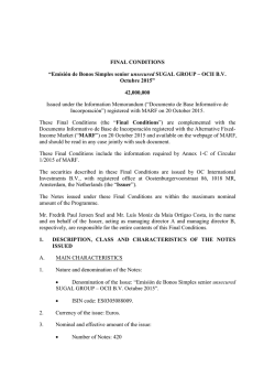 FINAL CONDITIONS &ldquo;Emisi&oacute;n de Bonos Simples senior unsecured