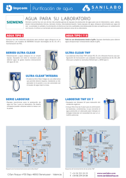 Purificaci&oacute;n del agua - Sanilabo. Sanitaria de laboratorio.