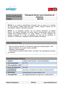 Detergente Neutro para Industrias de Alimento WK-810