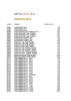 METALGRUP, S.A. PRECIOS 2014