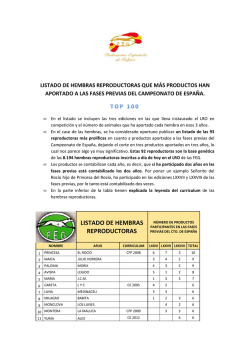 LISTADO DE HEMBRAS REPRODUCTORAS