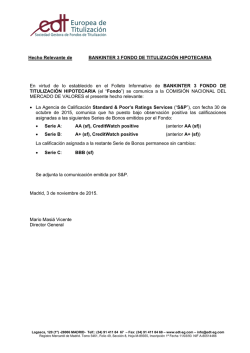 Hecho Relevante de BANKINTER 3 FONDO DE TITULIZACI&Oacute;N