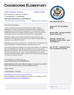 October 13, 2015 Newsletter