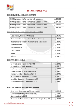 LISTA DE PRECIOS 2016 - Editorial Mar&iacute;a Trinidad