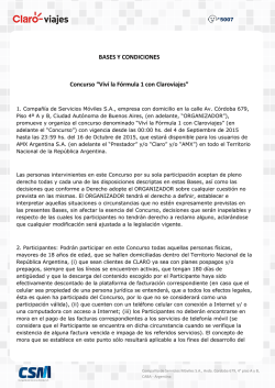 BASES Y CONDICIONES Concurso &ldquo;Viv&iacute; la F&oacute;rmula 1 con