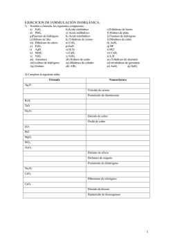 1 EJERCICIOS DE FORMULACI&Oacute;N INORG&Aacute;NICA: