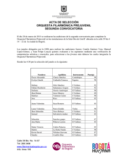Resultados de audiciones. - Orquesta Filarm&oacute;nica de Bogot&aacute;
