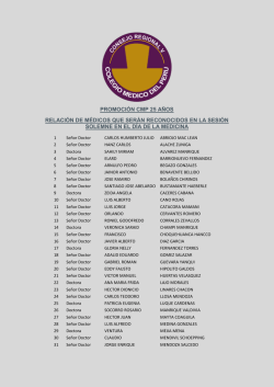 promoci&oacute;n cmp 25 a&ntilde;os relaci&oacute;n de m&eacute;dicos que ser&aacute;n