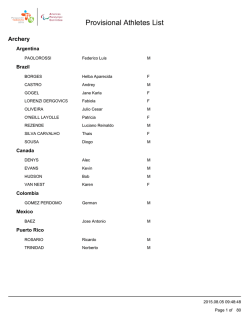 Provisional Athletes List