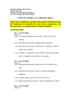 CONVOCATORIA A LA PRUEBA ORAL Todos los/as alumnos/as