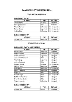GANADORES 3&deg; TRIMESTRE 2014