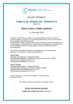 FAMILIA DE ORIGEN DEL TERAPEUTA Alicia Li&ntilde;&aacute;n y Claire Jasinski