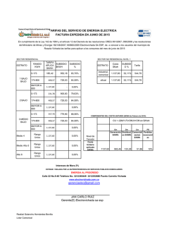 TARIFAS DEL SERVICIO DE ENERGIA ELECTRICA JAN CARLO