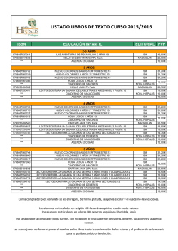 listado libros de texto curso 2015/2016