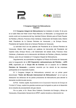 V Congreso Integral de Hidrocarburos &ndash; Sumario