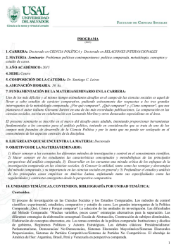 pol&iacute;tica comparada, metodolog&iacute;a, conceptos y estudio de casos.
