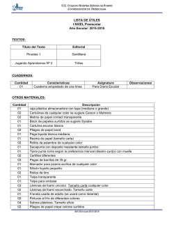 LISTA DE &Uacute;TILES I NIVEL Preescolar A&ntilde;o Escolar: 2015