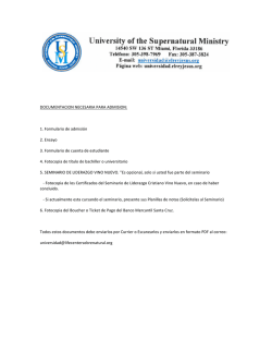 DOCUMENTACION NECESARIA PARA ADMISION: 1. Formulario