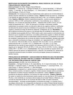 mortalidad en pacientes con demencia. resultados de los estudios