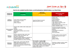Pauta de alimentaci&oacute;n en la intolerancia hereditaria a la fructosa