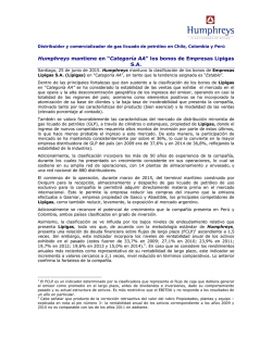 &ldquo;Categor&iacute;a AA&rdquo; los bonos de Empresas Lipigas SA