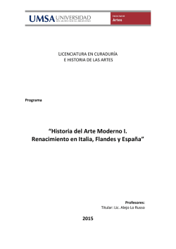 Historia del Arte Moderno I. Renacimiento en Italia, Flandes y Espa&ntilde;a