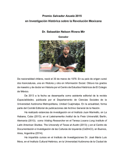 Premio Salvador Azuela 2015 en Investigaci&oacute;n Hist&oacute;rica