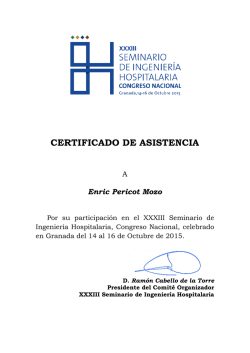 Enric Pericot Mozo - Seminario de Ingenier&iacute;a Hospitalaria