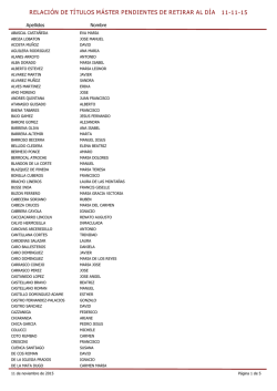 relaci&oacute;n de t&iacute;tulos m&aacute;ster pendientes de retirar al d&iacute;a 11-11-15