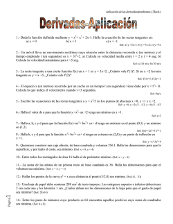 Aplicaci&oacute;n de las derivadas(pendientes 1&ordm;Bach